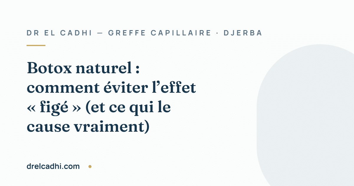 Illustration titrée de l’article « Botox naturel : comment éviter l’effet « figé » (et ce qui le cause vraiment) » — drelcadhi.com