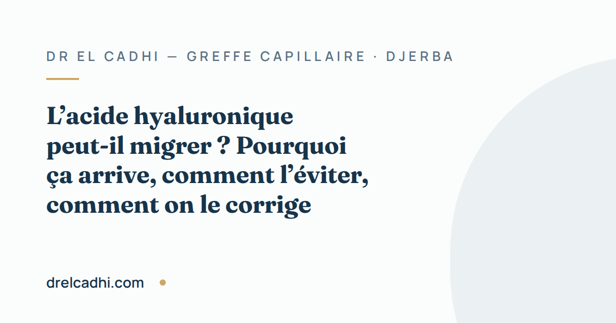 Illustration titrée de l’article « L’acide hyaluronique peut-il migrer ? Pourquoi ça arrive, comment l’éviter, comment on le corrige »