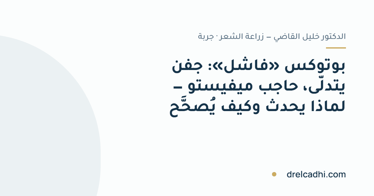 صورة معنونة لمقال «بوتوكس «فاشل»: جفن يتدلّى، حاجب ميفيستو — لماذا يحدث وكيف يُصحَّح»