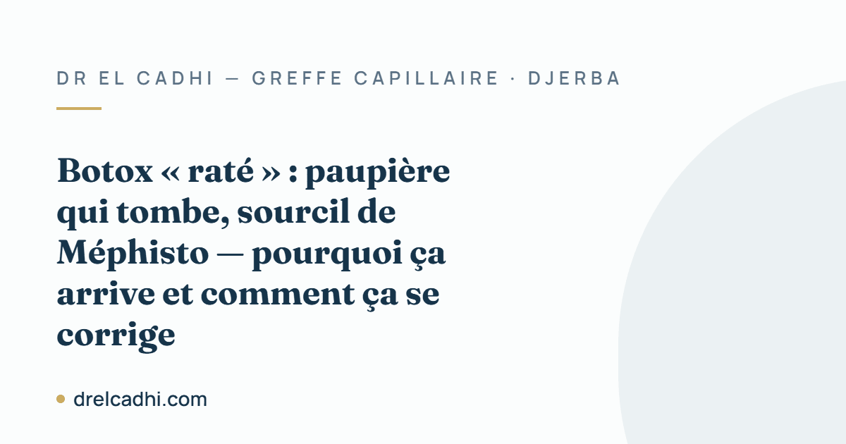 Illustration titrée de l’article « Botox « raté » : paupière qui tombe, sourcil de Méphisto — pourquoi ça arrive et comment ça se corrige »