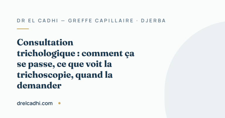 Illustration titrée de l’article « Consultation trichologique : comment ça se passe, ce que voit la trichoscopie, quand la demander »