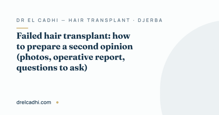 Titled illustration of the article "Failed hair transplant: how to prepare a second opinion"