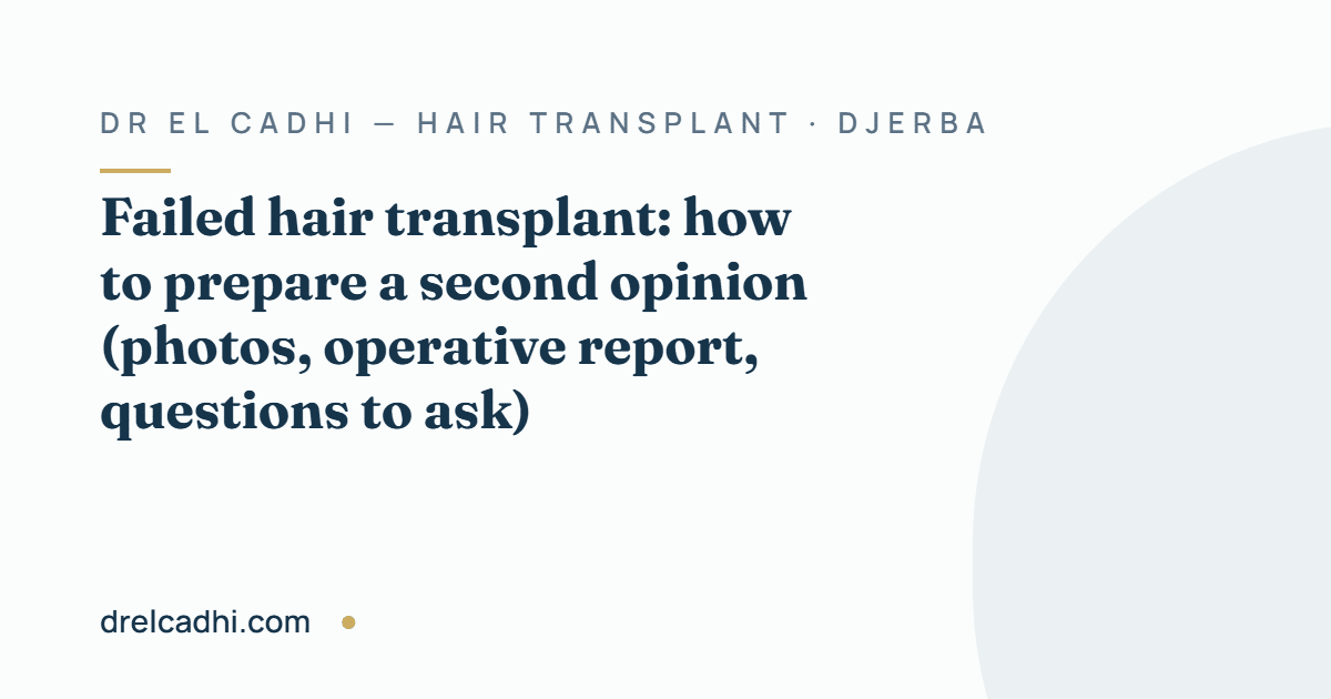 Titled illustration of the article "Failed hair transplant: how to prepare a second opinion"