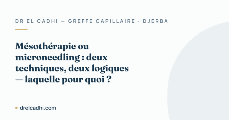 Illustration titrée de l’article « Mésothérapie ou microneedling : deux techniques, deux logiques — laquelle pour quoi ? »
