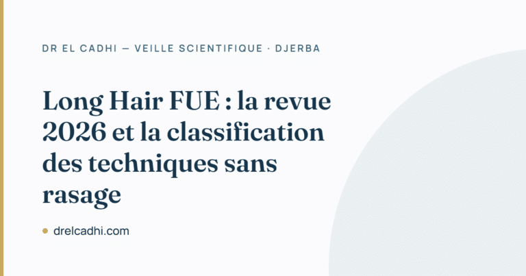 Long Hair FUE : revue 2026 et classification Jimenez — Dr Khalil El Cadhi, Djerba