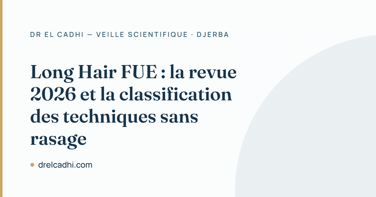 Long Hair FUE : revue 2026 et classification Jimenez — Dr Khalil El Cadhi, Djerba